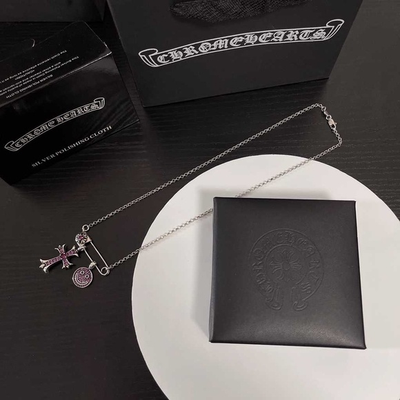 chrome hearts pink smiley cross necklace - Picture 2 of 9